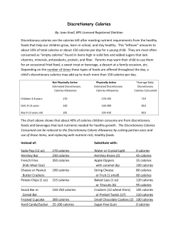 Discretionary Calories - Bismarck Public Schools