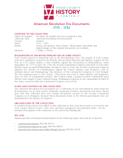 American Revolution Era Documents 1775 - 1783