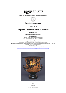 CLAS 401 Topic in Literary Genre: Euripides
