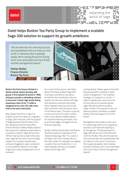 Datel helps Boston Tea Party Group to implement a scalable Sage
