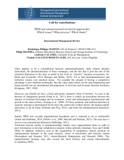 HRM and entrepreneurial territorial approaches Which issues? What