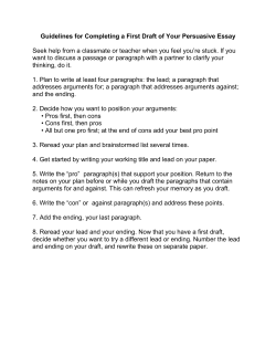 Guidelines for Completing a First Draft of Your Persuasive Essay