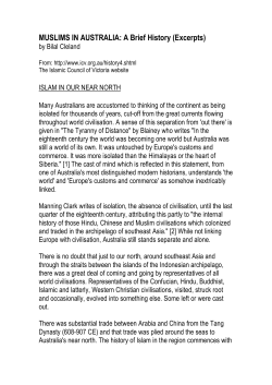 MUSLIMS IN AUSTRALIA: A Brief History (Excerpts)