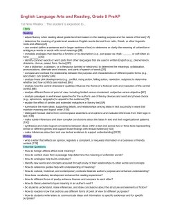 English Language Arts and Reading, Grade 8 PreAP