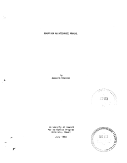 AQUARIUM MAINTENANCE MANUAL