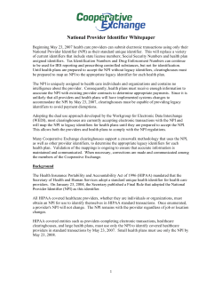 National Provider Identifier Whitepaper