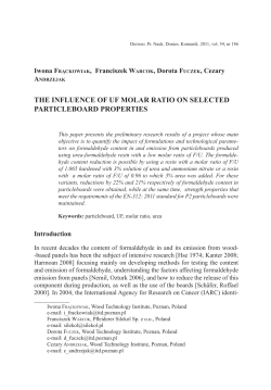 THE INFLUENCE OF UF MOLAR RATIO ON SELECTED