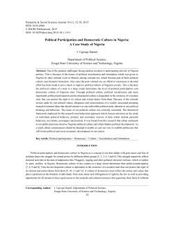 Political Participation and Democratic Culture in Nigeria: A