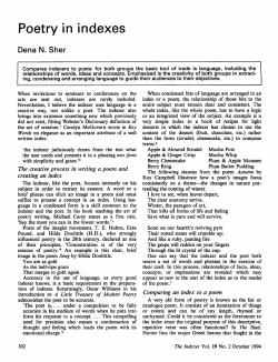 Poetry in indexes - The Indexer