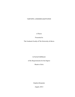 TARTUFFE: A MODERN ADAPTATION A Thesis