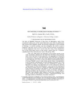 HAS MENDEL`S WORK BEEN REDISCOVERED