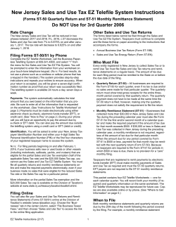New Jersey Sales and Use Tax EZ Telefile System Instructions