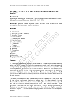 Plant Systematics: The Sine Qua Non of Economic Botany