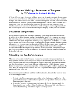 Tips on Writing a Statement of Purpose