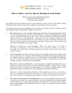 Sink or Skim?: Top Ten Tips for Reading in Grad School