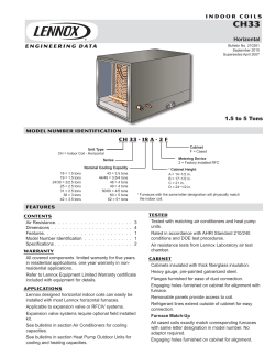 INDOOR COILS Horizontal ENGINEERING DATA 1.5 to 5 Tons CH