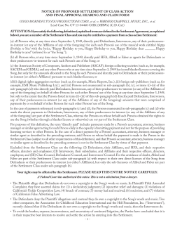 NOTICE OF PROPOSED SETTLEMENT OF CLASS ACTION AND