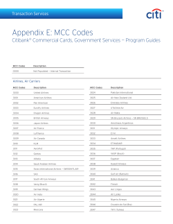 Appendix E: MCC Codes