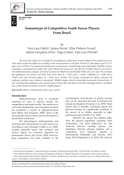 Somatotype of Competitive Youth Soccer Players From Brazil