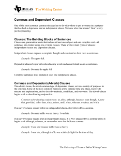 Commas and Dependent Clauses - The University of Texas at Dallas
