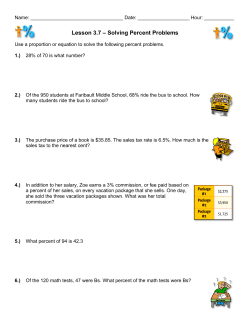 Lesson 3.7 &ndash; Solving Percent Problems