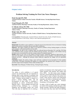 Problem Solving Training for First Line Nurse Managers