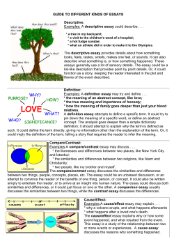 GUİDE TO DİFFERENT KİNDS OF ESSAYS Descriptive: Examples