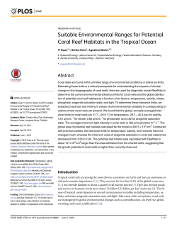 Suitable Environmental Ranges for Potential Coral Reef Habitats in