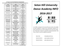 Seton Hill University Dance Academy INFO 2016-2017