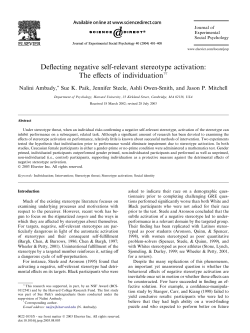Deflecting negative self-relevant stereotype activation