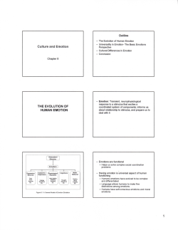 Culture and Emotion THE EVOLUTION OF HUMAN EMOTION
