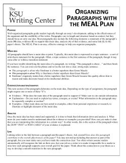organizing paragraphs with the meal plan