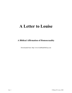 A Letter to Louise - Metropolitan Community Church of Toronto