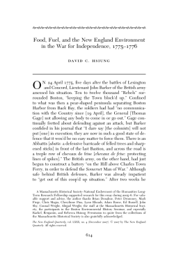 Food, Fuel, and the New England Environment in the War for