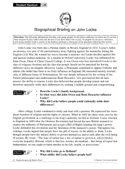 Biographical Briefing on John Locke
