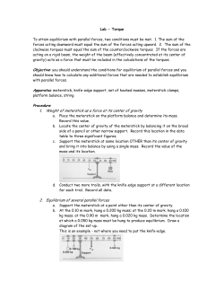 Procedure: 1. Weight of meterstick as a force at its center of gravity 2