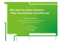 Goals for Driver Education - Cerema Territoires et ville