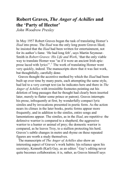 Robert Graves, The Anger of Achilles and the `Party of Hector`