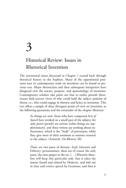 3. Historical Review: Issues in Rhetorical Invention