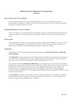Baldwin County Mathematics Pacing Guide Grade 5