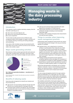 Managing waste in the dairy processing industry
