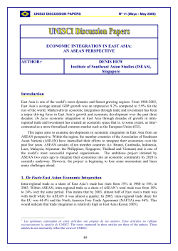 ECONOMIC INTEGRATION IN EAST ASIA