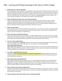 FAQ Tutoring and Writing Consulting at Olin Library, Rollins College