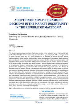 adoption of non-programmed decisions in the