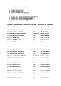 Brad`s Qualifications - City Brothers Football Club Mackay