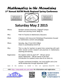 Mathematics in the Mountains Saturday May 2 2015