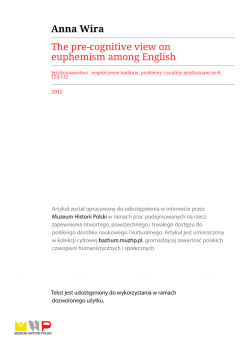 Anna Wira The pre-cognitive view on euphemism among English