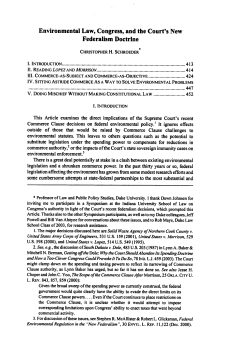 Environmental Law, Congress, and the Court`s New Federalism
