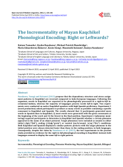 The Incrementality of Mayan Kaqchikel Phonological Encoding