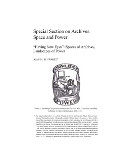 Special Section on Archives: Space and Power